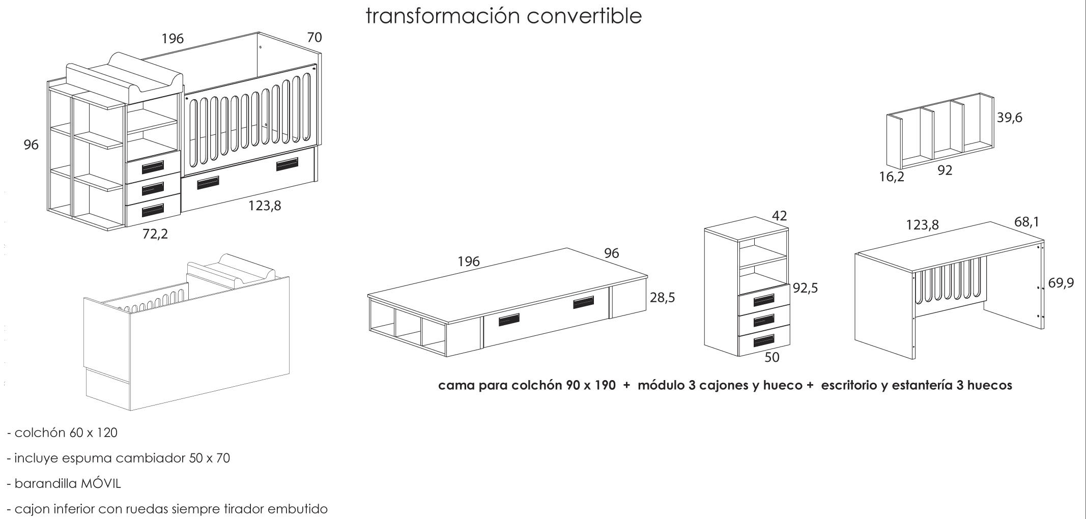 Cuna Convertible Kit